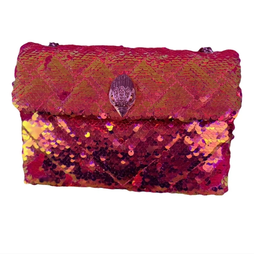 NEW KURT GEIGER Sequin Clutch Bag - Pink and Gold